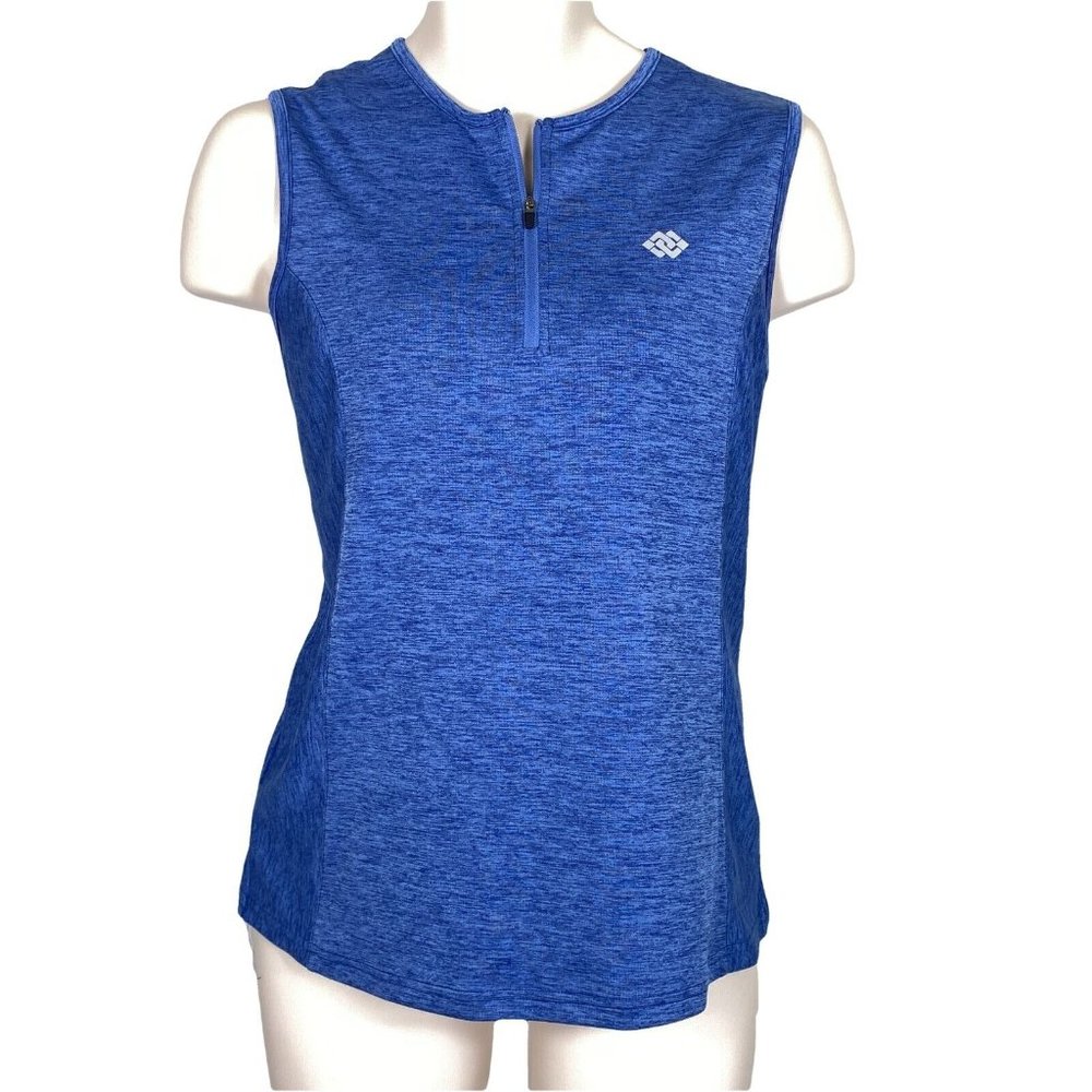 Womens MoFiz XL Heather Blue Sleeveless 1/4 Zip Athletic Top